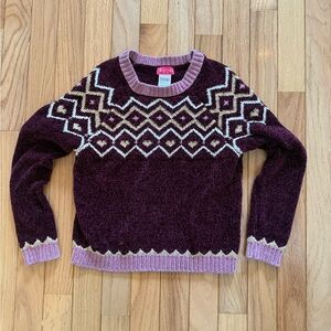 Girls Purple Geometric Sweater